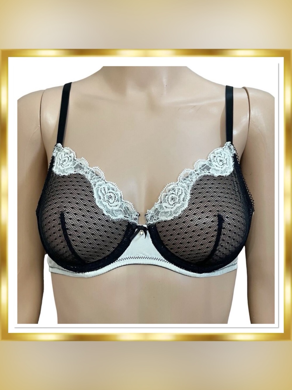 La Perla Studio Daily Chic Diamond Mesh Floral Rose Frastaglio & Ribboned Edges